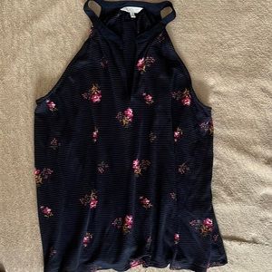 Navy and Floral Sleeveless Blouse from Lucky Brand